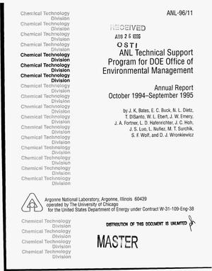 Primary view of ANL technical support program for DOE Office of Environmental Management. Annual report, October 1994--September 1995