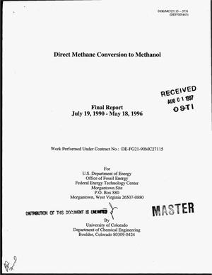 Primary view of Direct methane conversion to methanol. Final report, July 19, 1990--May 18, 1996