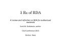 Presentation: 3 Rs of RDA: A Review and Refresher on RDA for Audiovisual Materials