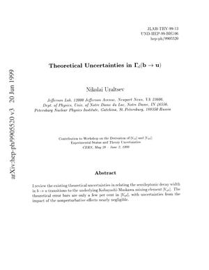 Primary view of Theoretical uncertainties in {Gamma}{sub sl}(b {r_arrow} u)