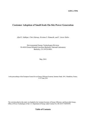 Primary view of Customer adoption of small-scale on-site power generation