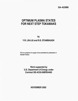 Primary view of OPTIMUM PLASMA STATES FOR NEXT STEP TOKAMAKS