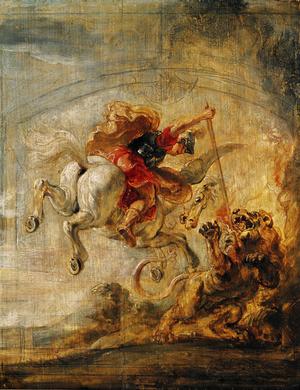 Primary view of Bellerophon Riding Pegasus Fighting the Chimaera