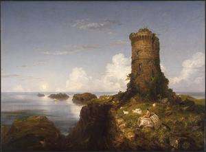 Primary view of Italian Coast Scene with Ruined Tower