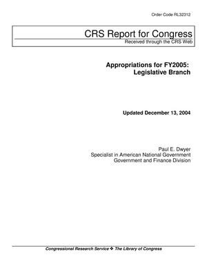 Primary view of Appropriations for FY2005: Legislative Branch