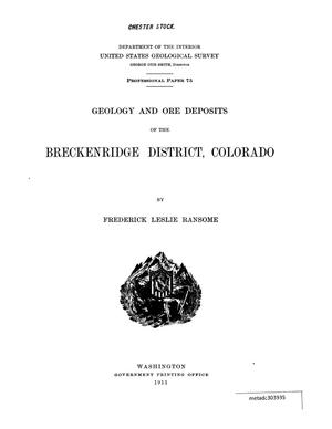 Primary view of Geology and Ore Deposits of the Breckenridge District, Colorado