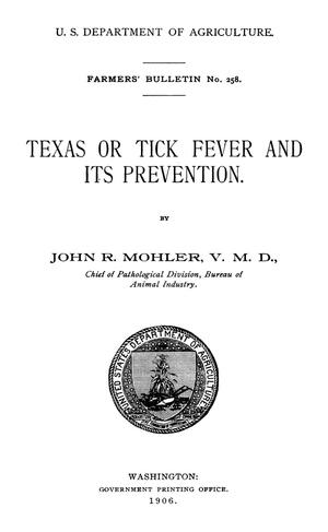 Primary view of Texas or Tick Fever and Its Prevention