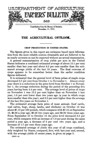 Primary view of The Agricultural Outlook: November 11, 1913