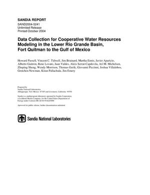 Primary view of Data collection for cooperative water resources modeling in the Lower Rio Grande Basin, Fort Quitman to the Gulf of Mexico.