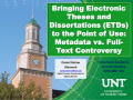Presentation: Bringing Electronic Theses and Dissertations (ETDs) to the Point of U…