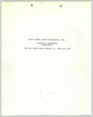 Primary view of [Texas Human Rights Foundation unaudited financial statements for 1983 to 1984]