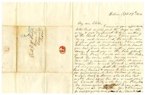 Primary view of [Letter from Maud C. Fentress to her son David Fentress - September 29, 1858]