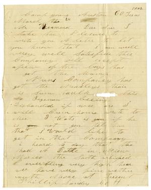 Primary view of [Letter from Phillip Sanders to A. D. Kennard, March 24, 1862]