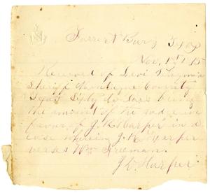 Primary view of [Receipt for G. R. Harper, November 1, 1875]