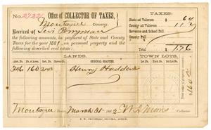 Primary view of [Receipt for taxes, March 31, 1882]