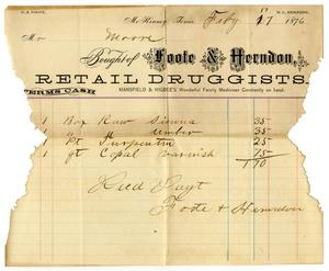 Primary view of [Receipt for Charles B. Moore from Foote and Herndon Retail Druggists, February 17, 1876]