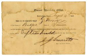 Primary view of [Certificate of Allegiance for Ziza Moore, August 14, 1863]