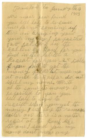 Primary view of [Letter from G. W. Duncan to Mary Ann Moore, January 6, 1903]