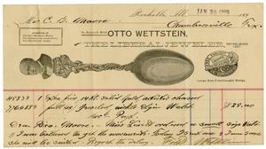 Primary view of [Receipr from Otto Wettstein, January 30, 1899]