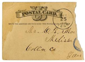 Primary view of [Postcard for C. B. Moore, January 20, 1882]