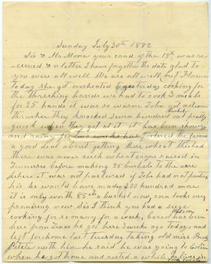 Primary view of [Letter from Matilda Dodd to Sis and Mr. Moore, July 30, 1882]