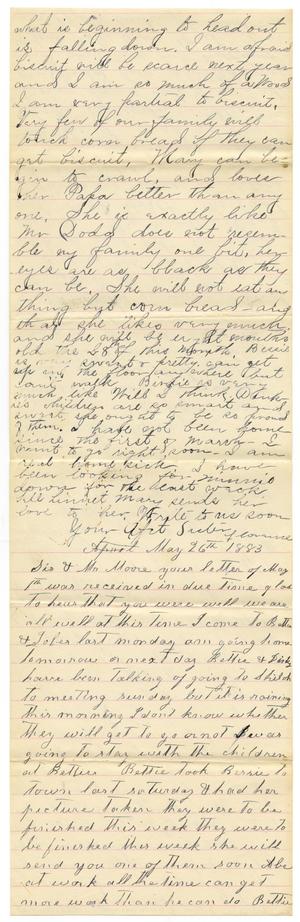 Primary view of [Letter from Matilda Dodd, Florence Dodd, and Bettie Franklin to Mary Moore, May 26, 1883]