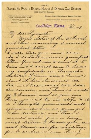 Primary view of [Letter from Claude D. White to Linnet Moore, October 27, 1899]