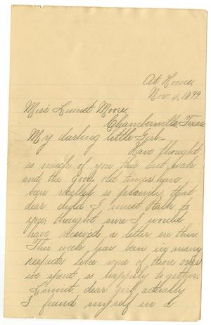 Primary view of [Letter from Lula Dalton to Linnet Moore, November 4, 1899]