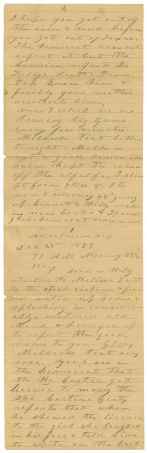 Primary view of [Letter from Charles B. Moore to Mary Moore, December 23, 1899]