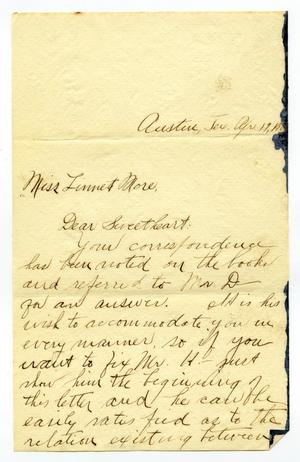 Primary view of [Letter from Carter Dalton to Linnet Moore, April 19, 1900]