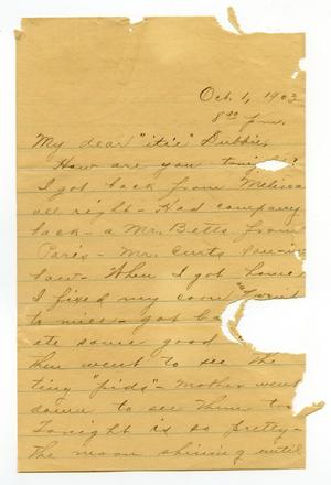 Primary view of [Letter from Claude White to Linnet White, May 1, 1903]