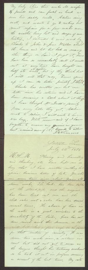 Primary view of [Letter from J. A. Nimmo to H. S. Moore, July 22, 1875]