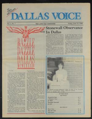 Primary view of object titled 'Dallas Voice (Dallas, Tex.), Vol. 1, No. 7, Ed. 1 Friday, June 22, 1984'.