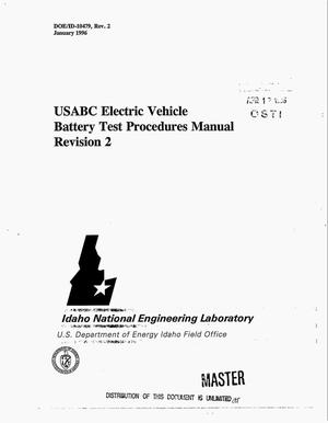 Primary view of object titled 'USABC electric vehicle Battery Test Procedures Manual. Revision 2'.